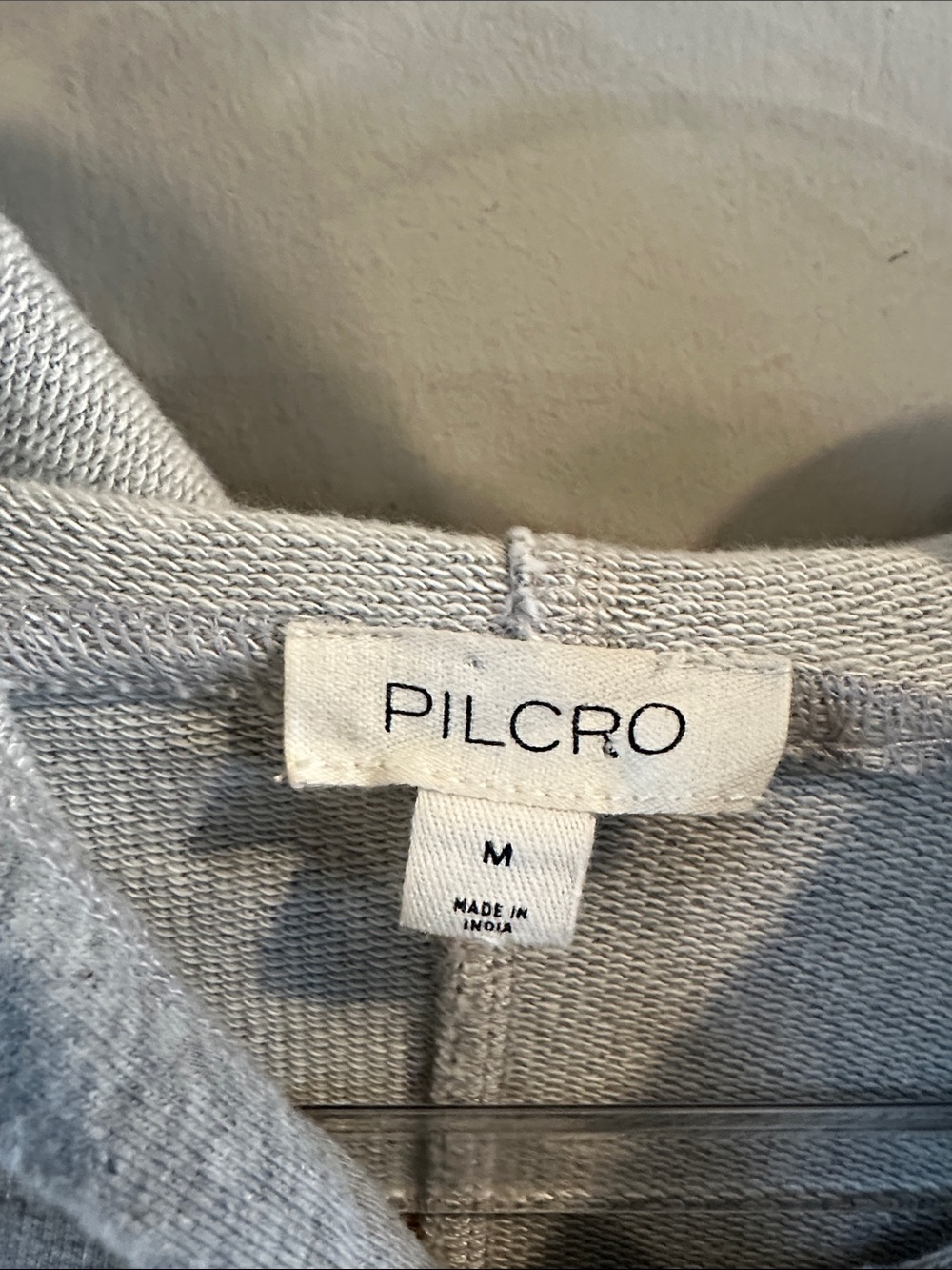 Pilcro Light Gray Ruffle-Hem Hoodie Sweater with Stud Accents Sz M - Picture 2 of 7
